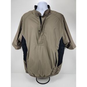 Dryjoys by‎ Footjoy Short Sleeve Wind Rain Shirt Jacket Pullover Mens M Khaki